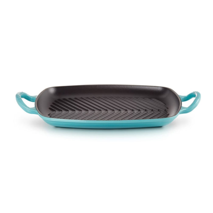 Le Creuset Signature Shallow Cast Iron Rectangular Grill - 30cm x 26cm - Caribbean Blue