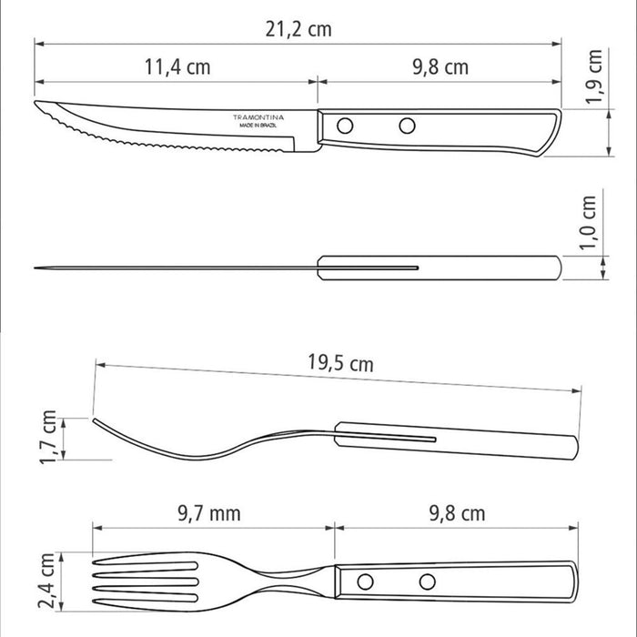 Tramontina Churrasco Steak Knife Polywood Traditional Steak Set - Red - 12 piece