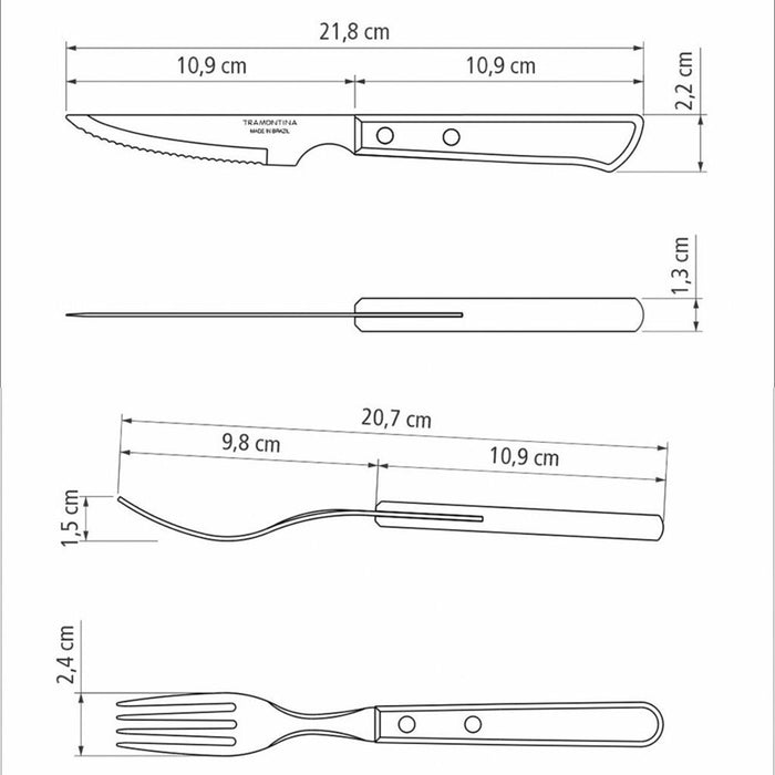 Tramontina Churrasco Spanish Steak Cutlery 12 Piece Set - Brown