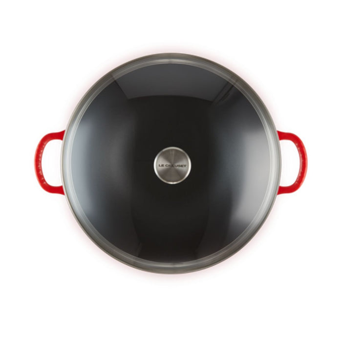 Le Creuset Signature Cast Iron Wok with Traditional Glass Lid - 32cm