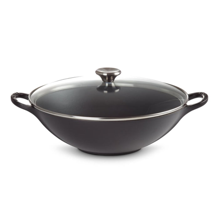 Le Creuset Signature Cast Iron Wok with Traditional Glass Lid - 32cm