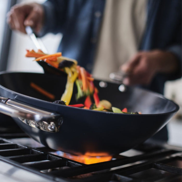 Joseph Joseph Space Non-Stick Wok - 32cm - Midnight Blue