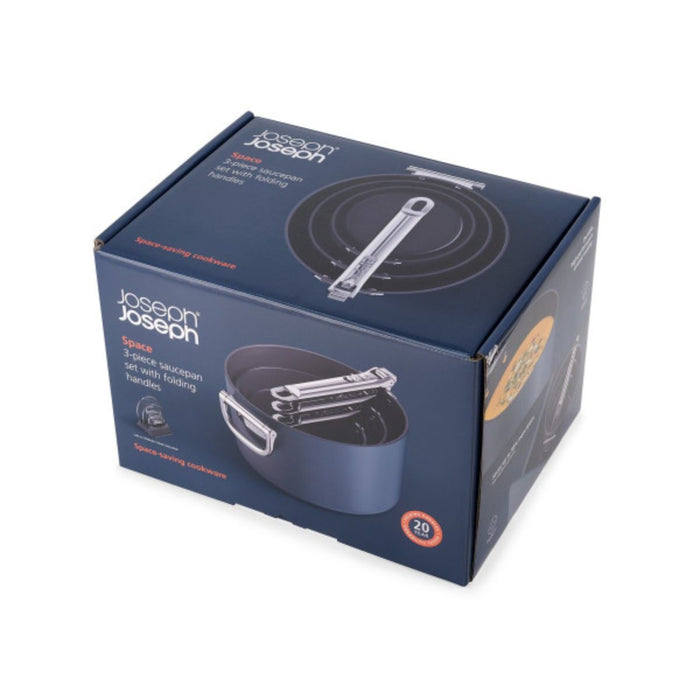 Joseph Joseph Space 3 Piece Non-Stick Saucepan Set - Midnight Blue