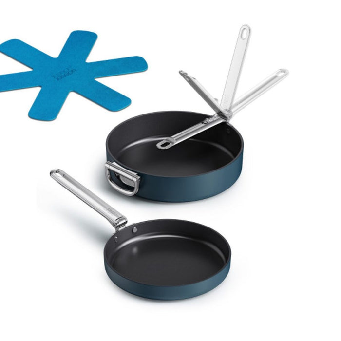 Joseph Joseph Space 2 Piece Non-Stick Frying Pan Set - Midnight Blue