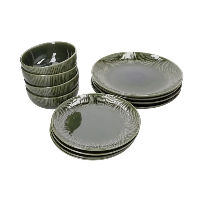 Mikasa Jardin Stoneware Dinner Set - 12 Piece  - Green