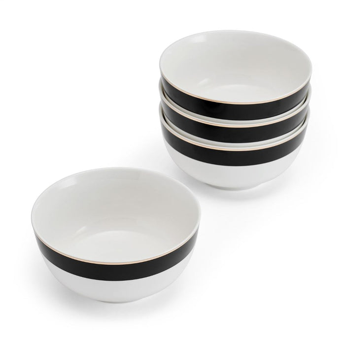 Mikasa Luxe Deco 4 piece China Cereal Bowl Set - 14cm - Black /White