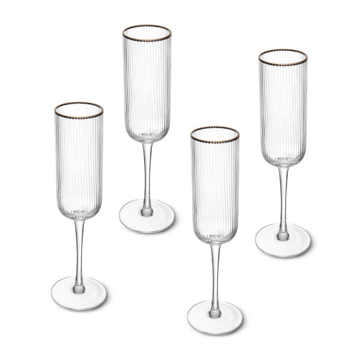 Mikasa Sorrento 4-Piece Crystal Champagne Flute Glass Set - 200ml