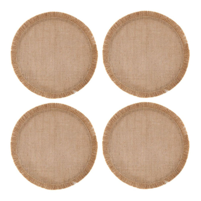 Mikasa 4-Piece Round Hessian Placemat Set - Natural - 38cm