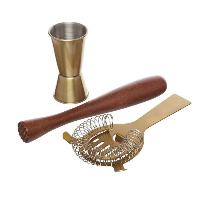 BarCraft Cocktail Set Brass - 3 Piece