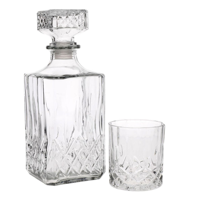 BarCraft Cut Glass 900ml Whiskey Decanter Set - 5 Piece