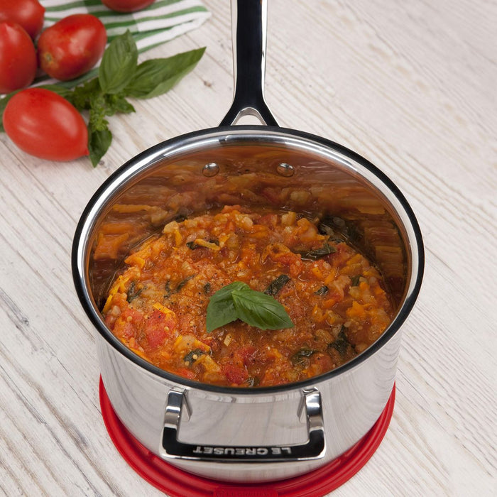 Le Creuset Signature 3 Ply Stainless Steel Saucepan with Lid and  Helper Handle -20cmcm