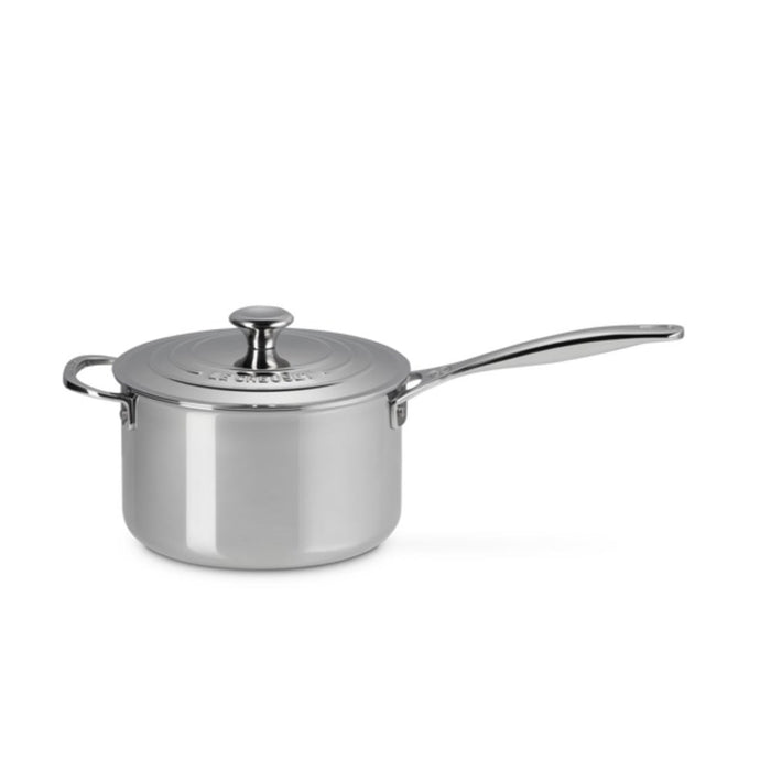 Le Creuset Signature 3 Ply Stainless Steel Saucepan with Lid and  Helper Handle -20cmcm