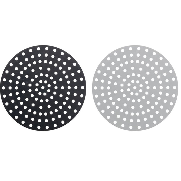 Cuisena Air Fryer Silicone Round Mat - Set of 2 - 19.5cm - Black & Grey