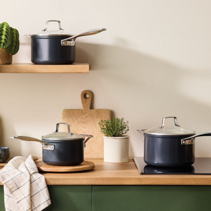 Le Creuset Essential Non-Stick Ceramic 3 Piece Saucepan Set - 16/18/20cm + Lid