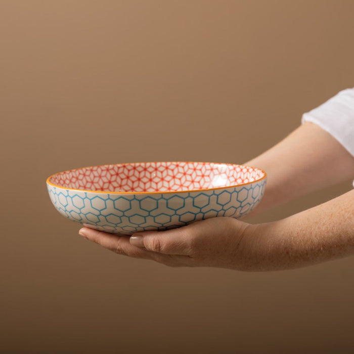 Mikasa Stoneware Bowl - 21cm - Blue Geometric