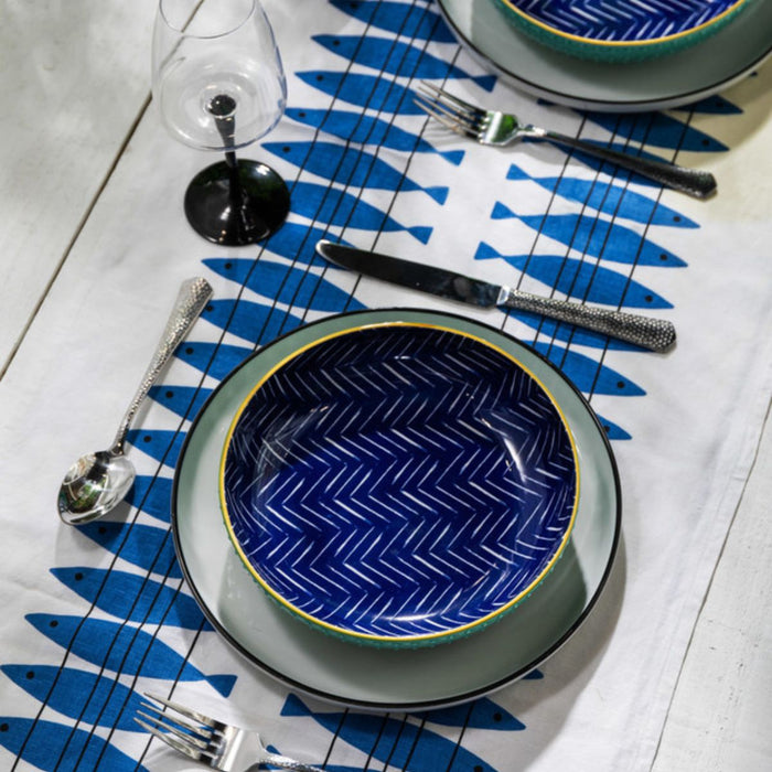 Mikasa Stoneware Bowl - 21cm - Indigo Chevron