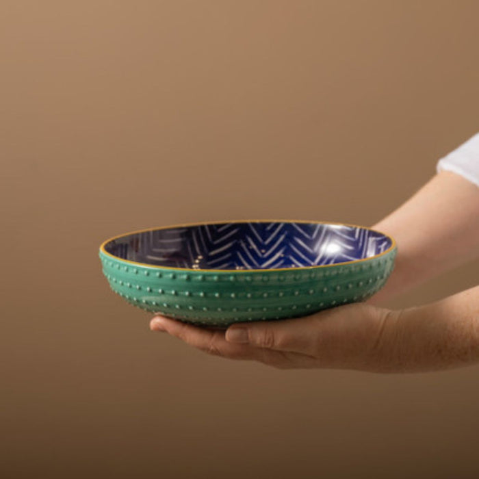 Mikasa Stoneware Bowl - 21cm - Indigo Chevron