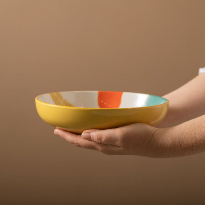 Mikasa Stoneware Bowl - 21cm - Yellow Abstract