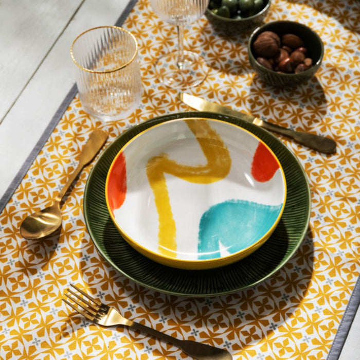 Mikasa Stoneware Bowl - 21cm - Yellow Abstract