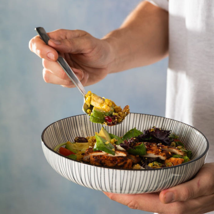 Mikasa Stoneware Bowl - 21cm - Black Stripe