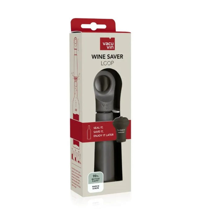 Vacu Vin Loop Wine Saver Pump and Stopper - 4 Colours